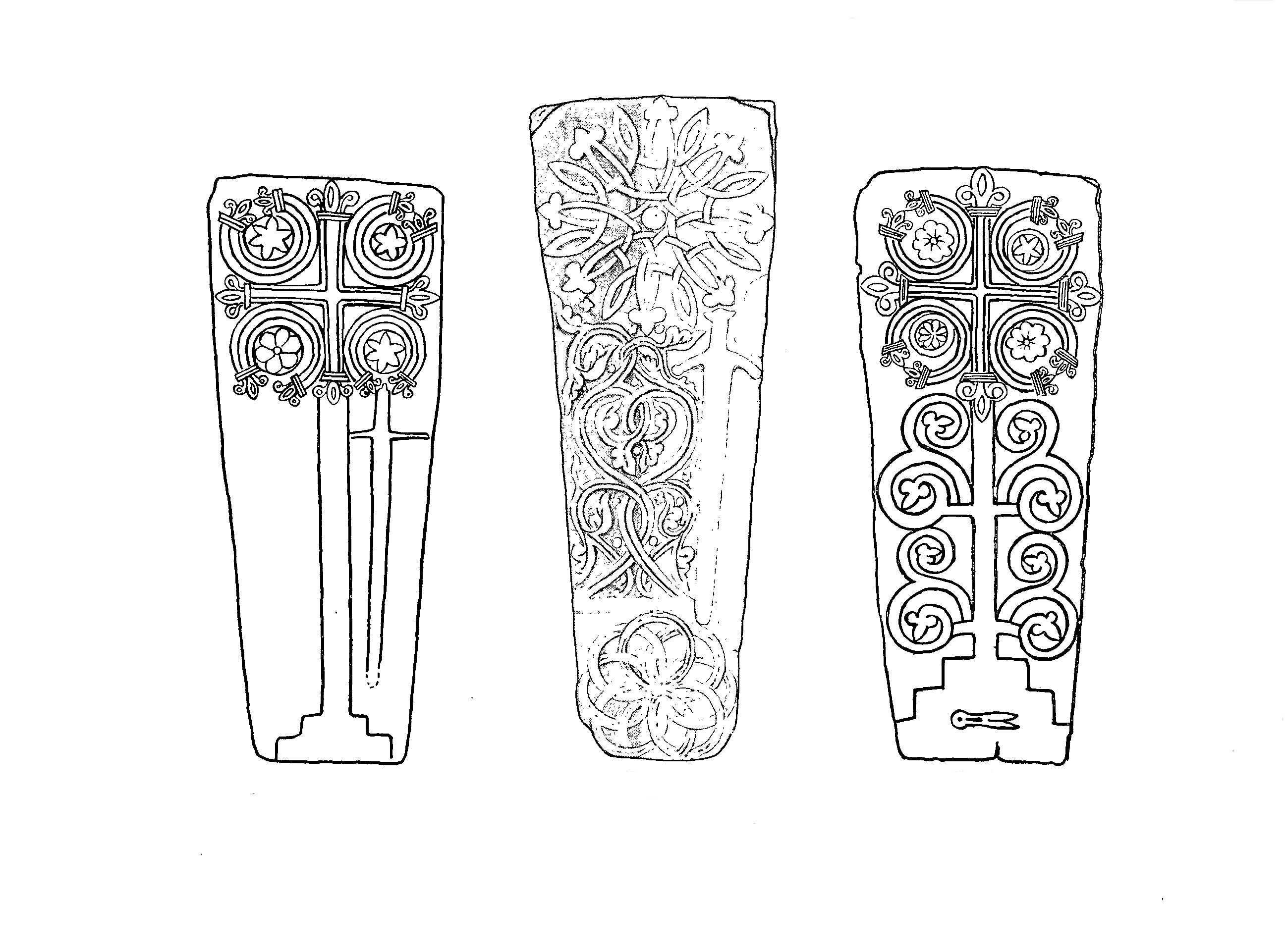 Drawings of the three cross-slabs at Kilmore, Abriachan.